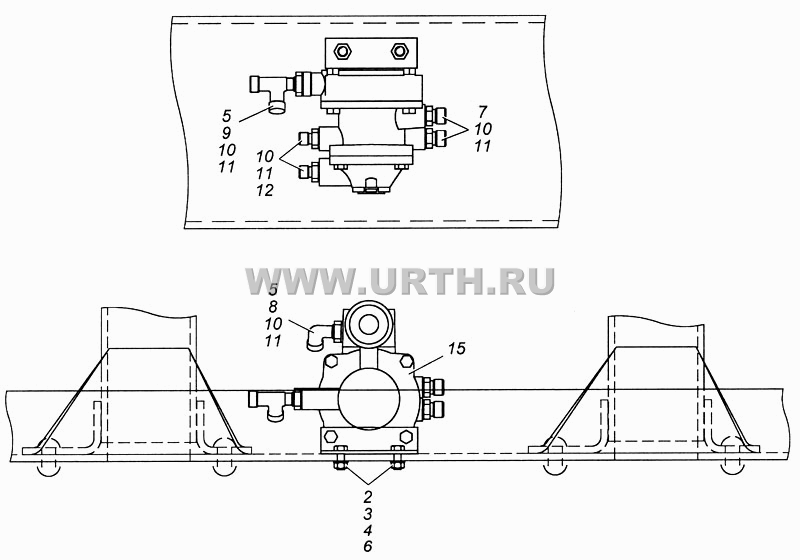 Установка клапана управления тормозами прицепа 4308-3500022-10