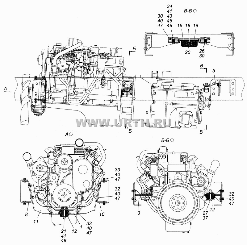 Установка силового агрегата 4308-1001005