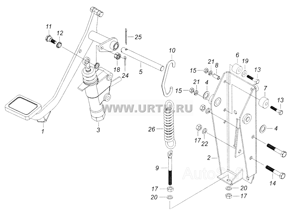 6520-1602008 Педаль сцепления с кронштейном и главным цилиндром 6520-1602008 Педаль сцепления с кронштейном и главным цилиндром