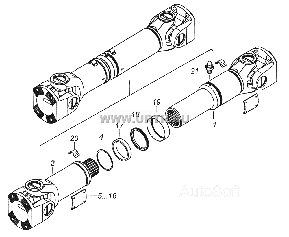53205-2201011-10 Вал карданный заднего моста 53205-2201011-10 Вал карданный заднего моста