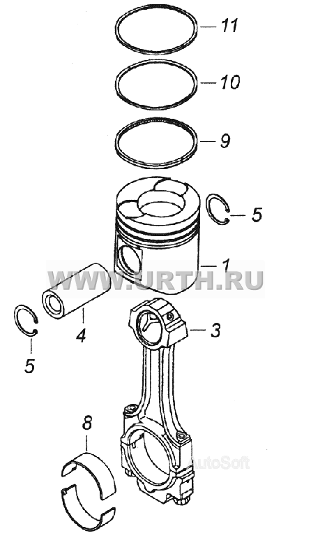 740.30-1004010-40 Поршень с шатуном и кольцами