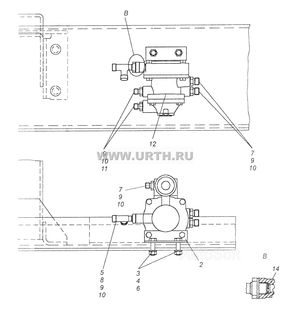 43114-3500022 Установка клапана управления тормозами прицепа 43114-3500022 Установка клапана управления тормозами прицепа