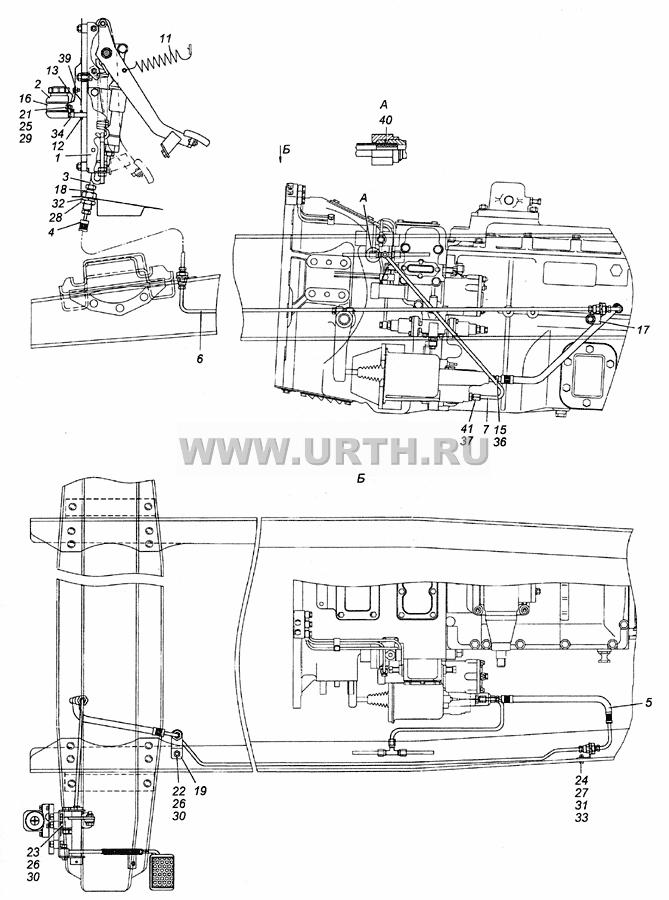 5350-1600006 Установка педали и привода выключения сцепления