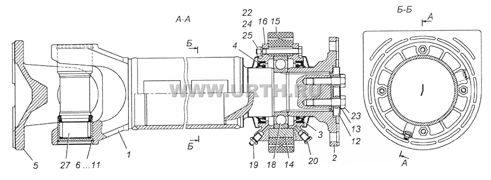 6350-2202011-10 Вал карданный промежуточный с опорой в сборе 6350-2202011-10 Вал карданный промежуточный с опорой в сборе