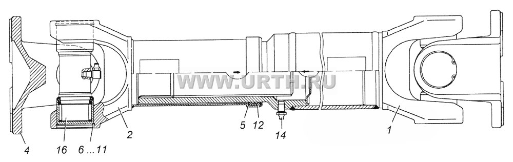 6350-2204011-10 Вал карданный промежуточный в сборе