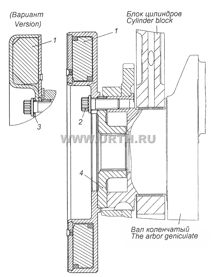 740.21-1005059-10 Установка гасителя крутильных колебаний и полумуфты отбора мощности 740.21-1005059-10 Установка гасителя крутильных колебаний и полумуфты отбора мощности