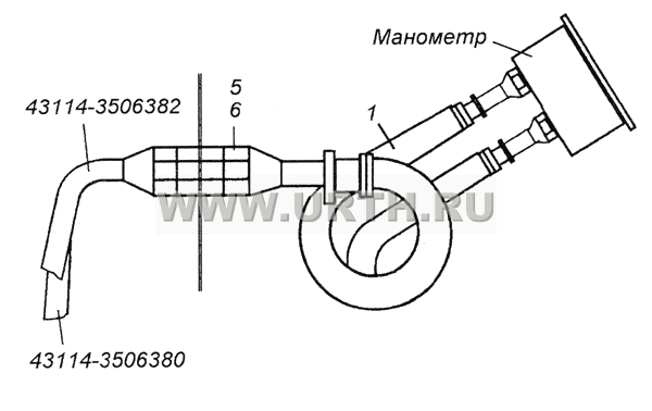 43114-3830001 Установка трубопроводов к манометру 43114-3830001 Установка трубопроводов к манометру
