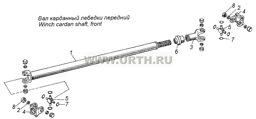 4326-4502010 Вал карданный лебедки передний 4326-4502010 Вал карданный лебедки передний
