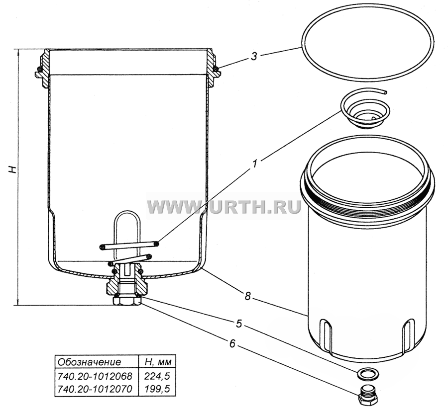 740.20-1012068 Колпак масляного фильтра в сборе 740.20-1012068 Колпак масляного фильтра в сборе