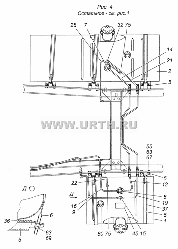 5Э6350-1100001 Установка топливных баков, фильтра грубой очистки топлива (ФГОТ) и топливопроводов