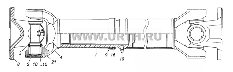 6540-2205011-50 Вал карданный среднего моста в сборе 6540-2205011-50 Вал карданный среднего моста в сборе
