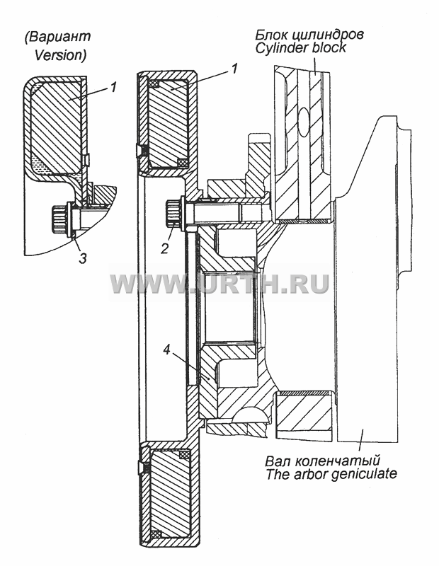 740.21-1005059-10 Установка гасителя крутильных колебаний и полумуфты отбора мощности 740.21-1005059-10 Установка гасителя крутильных колебаний и полумуфты отбора мощности