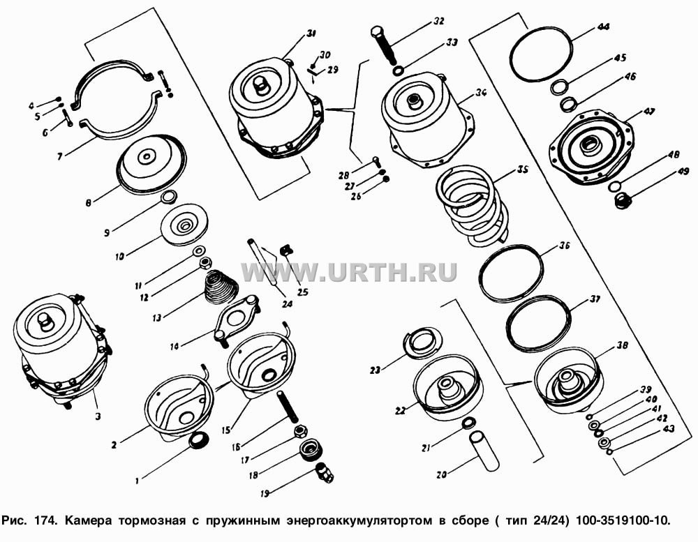 Камера тормозная с пружинным энергоаккумулятором типа 20/20 в сборе