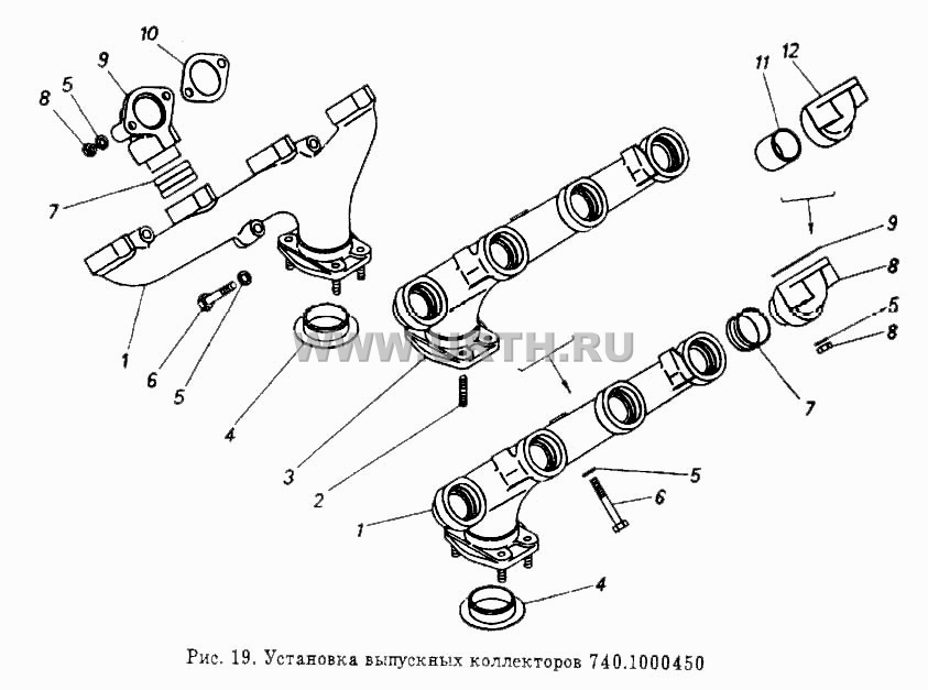 Установка выпускных коллекторов