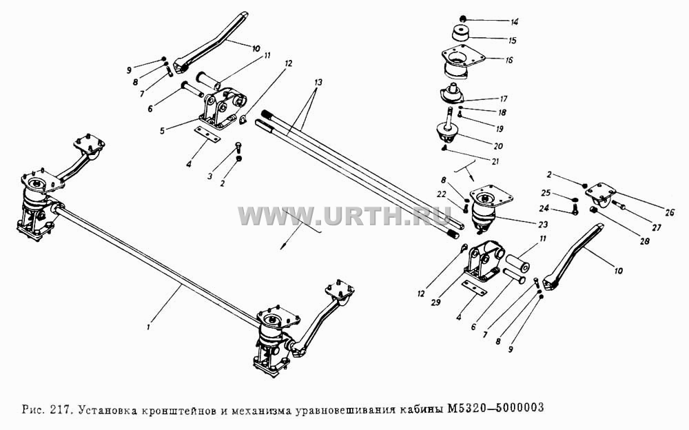 Установка кронштейнов и механизма уравновешивания кабины