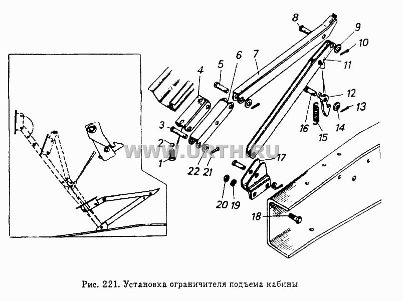 Установка ограничителя подъема кабины