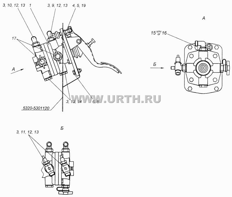 Установка двухсекционного тормозного крана
