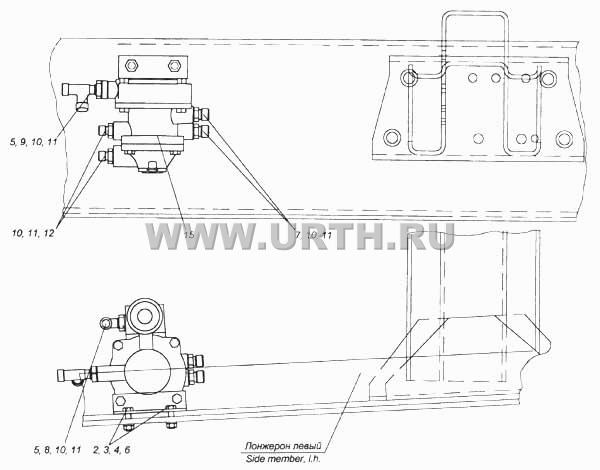 Установка клапана управления тормозами прицепа Установка клапана управления тормозами прицепа