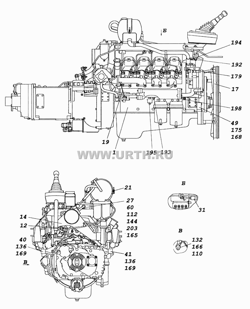 Агрегат силовой 740.50-360, укомплектованный для установки на автомобиль