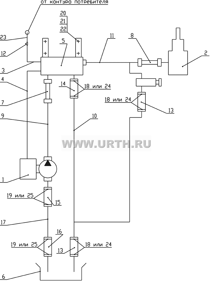 65111-8600003СПГ, 65111-8600003-10СПГ Схема пневмогидравлическая-1