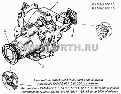 Передача главная среднего моста (для автомобилей КАМАЗ до 2001 года выпуска)