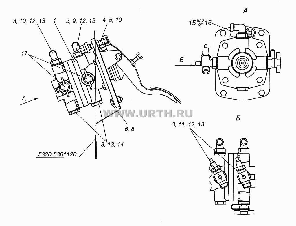 Установка двухсекционного тормозного крана