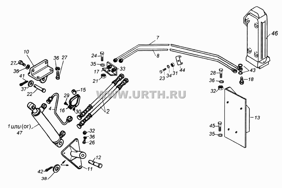 Установка механизма опрокидывания кабины